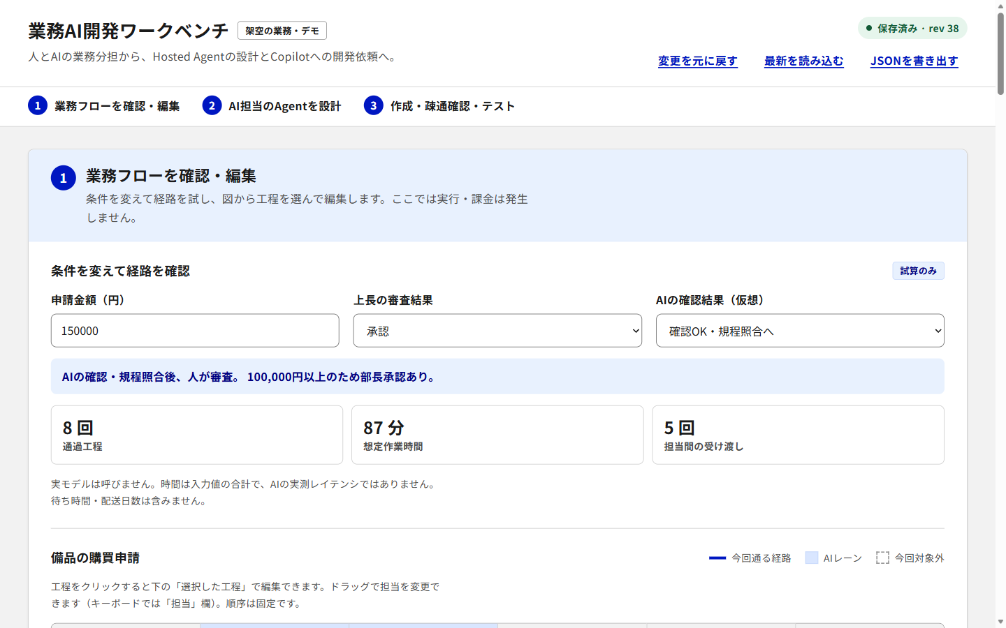 業務AI開発ワークベンチの画面